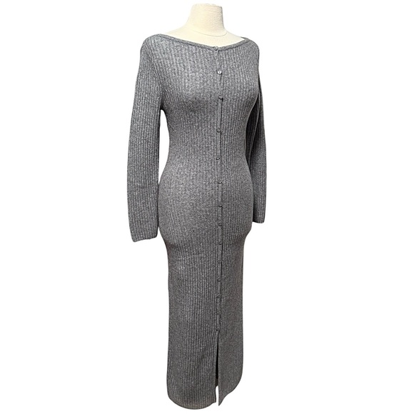 Abercrombie & Fitch Long Sleeve Gray Button Through Sweater Dress Small NWT - Picture 2 of 10